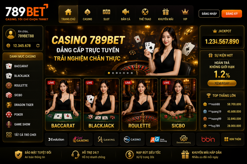 Giao diện sảnh Casino 789BET