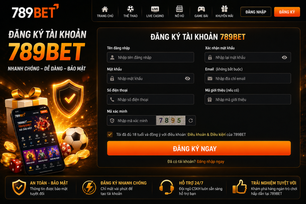 Giao diện đăng ký 789BET