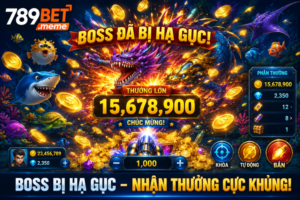 Boss Đại Chiến Thái Bình Dương bị hạ gục với hiệu ứng xu vàng bùng nổ và phần thưởng xuất hiện trên màn hình.